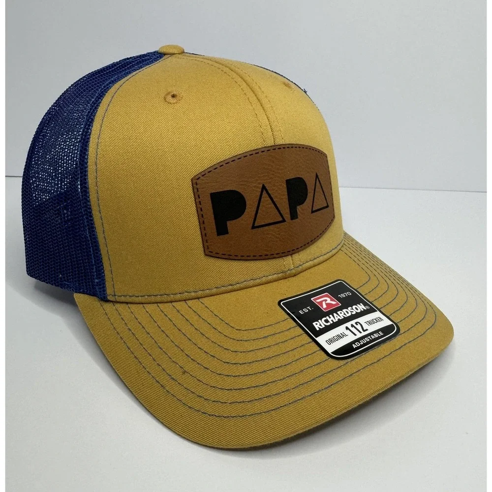 PAPA Cap Richardson 112 Trucker Hat SnapBack Camel Navy Gift New